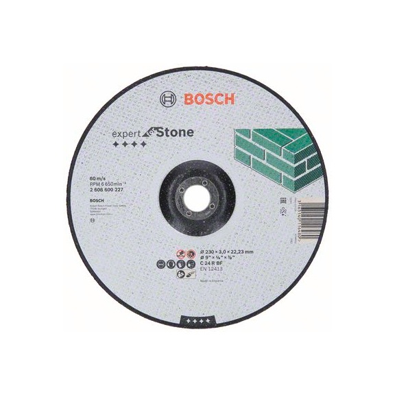 BOSCH Cut-off wheel cranked Expert for Stone C 24 R BF 180 mm 3.0 mm 2608600317 - Abrasive made of bonded abrasive with bore or thread