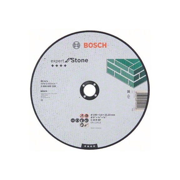 BOSCH Cut-off wheel straight Expert for Stone C 24 R BF 230 mm 3 mm 2608600326 - Abrasive made of bonded abrasive with bore or thread