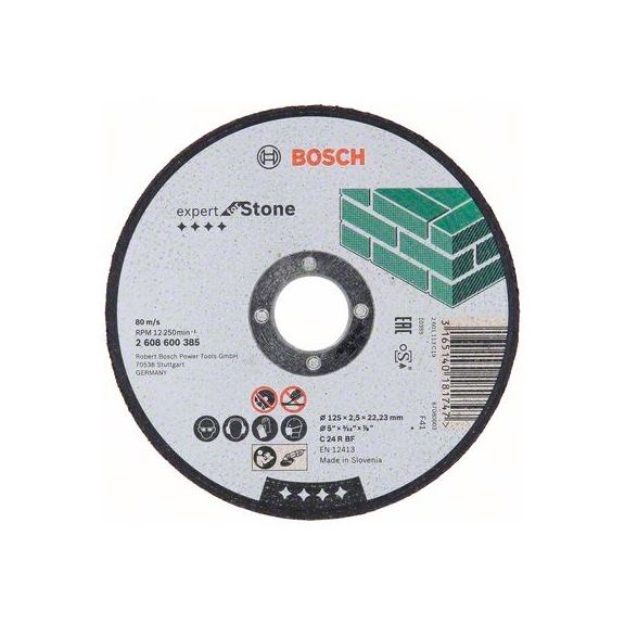 BOSCH Cutting-off wheel straight Expert for Stone C 24 R BF 125 mm 2.5 mm 2608600385 - Abrasive made of bonded abrasive with bore or thread