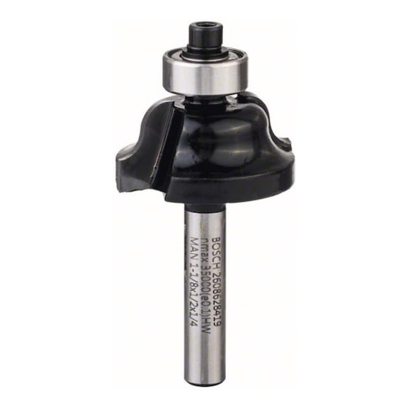 BOSCH edge milling cutter B 1/4-inch R1 4mm D1 28.6mm W 8mm L 12.4mm G 54mm 2608628419 - Profile cutter, flattened (non-detachable cutting edges)
