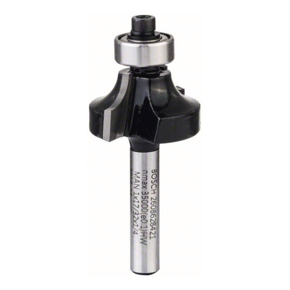 BOSCH Rounding cutter 1/4-inch R1 6.3 mm D 25.4 mm L 13.2 mm G 54 mm 2608628421 - Milling cutter with shank and non-detachable cutting edges (other)