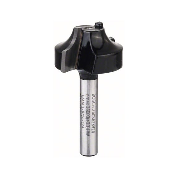 BOSCH edge molding cutter E 1/4-inch R1 6.3 mm D 25.4 mm L 14 mm G 46 mm 2608628424 - Profile cutter, flattened (non-detachable cutting edges)