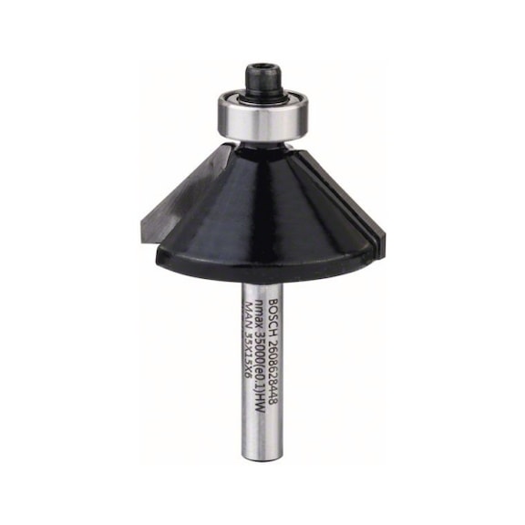 BOSCH chamfer cutter 6 mm D1 34.9 mm W 11.1 mm L 14.7 mm G 56 mm 45 degrees 2608628448 - Milling cutter with shank and non-detachable cutting edges (other)