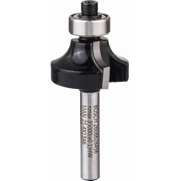 BOSCH Abrundfräser 6&nbsp;mm R1 6,3&nbsp;mm D 25,4&nbsp;mm L 13,1&nbsp;mm G 54&nbsp;mm 2608628456 - Fräser mit Schaft und nichtlösbaren Schneiden (Sonstige)