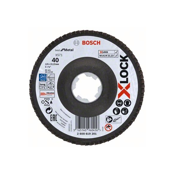 BOSCH Flap disc X571 angled 125 mm K 40 1pc 2608619201 - Abrasive made of bonded abrasive with bore or thread