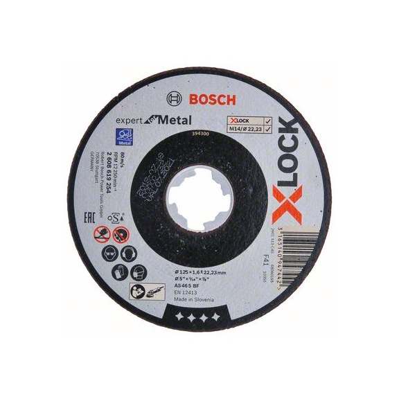 BOSCH Cutting-off wheel X-LOCK Expert for Metal 125 x 1.6 x 22.23 straight 2608619254 - Abrasive made of bonded abrasive with bore or thread