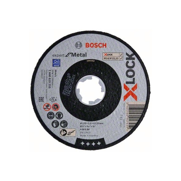 BOSCH Trennscheibe X-LOCK Expert for Metal 125&nbsp;x&nbsp;2,5&nbsp;x&nbsp;22,23 gerade 2608619255 - Schleifmittel aus gebundenem Schleifmittel mit Bohrung oder Gewinde