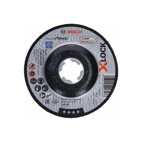 BOSCH Cutting-off wheel X-LOCK Expert for Metal 115 x 2.5 x 22.23 offset 2608619256 - Abrasive made of bonded abrasive with bore or thread
