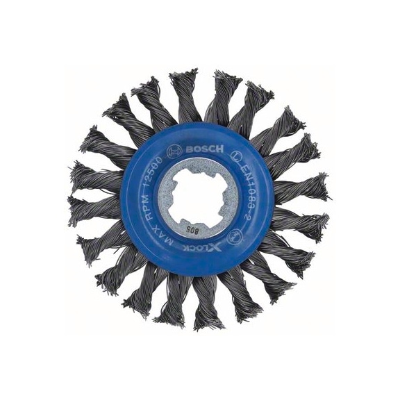 BOSCH X-LOCK disc brush 115 mm knotted steel wire 2608620731 - Abrasive made of bonded abrasive with bore or thread