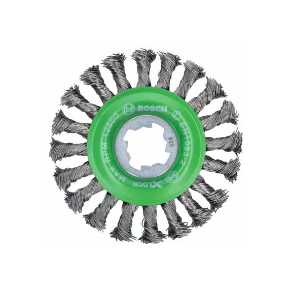 BOSCH X-LOCK disc brush 115 mm knotted stainless steel wire 2608620733 - Abrasive made of bonded abrasive with bore or thread