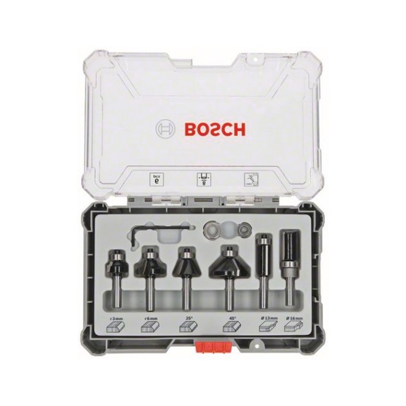 BOSCH 6-piece edge and side router bit set 8 mm shank 2607017469 - Routers (parts)