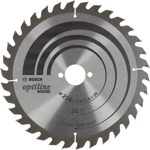 BOSCH Optiline Wood circular saw blade 216 x 2.6/1.6 x 30 34 teeth 2608838409 - Circular saw blade (machines)