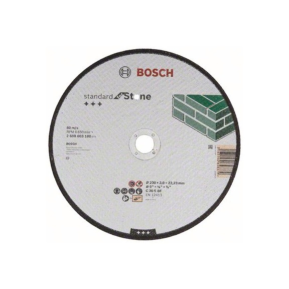 BOSCH Cutting-off wheel straight Standard for Stone C 30 S BF 230 mm 3.0 mm 2608603180 - Abrasive made of bonded abrasive with bore or thread