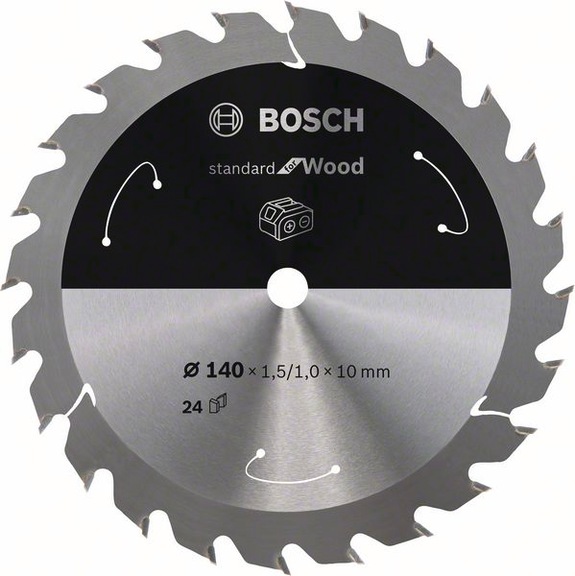 BOSCH Cordless circular saw blade Standard for Wood 140 x 1.5/1 x 10 24 teeth 2608837669 - Circular saw blade (machines)