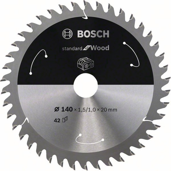 BOSCH Cordless Circular Saw Blade Standard for Wood 140 x 1.5/1 x 20 42 teeth 2608837672 - Circular saw blade (machines)