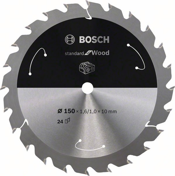 BOSCH Cordless Circular Saw Blade Standard for Wood 150 x 1.6/1 x 10 24 teeth 2608837673 - Circular saw blade (machines)