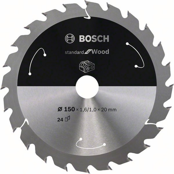 BOSCH Cordless Circular Saw Blade Standard for Wood 150 x 1.6/1 x 20 24 teeth 2608837674 - Circular saw blade (machines)