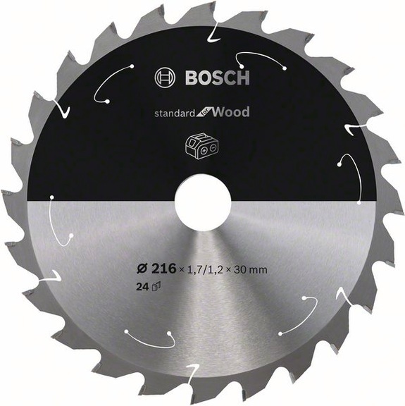 BOSCH Akku-Kreissägeblatt Standard Wood 216&nbsp;x&nbsp;1,7/1,2&nbsp;x&nbsp;30 24&nbsp;Zähne 2608837721 - Kreissägeblatt (-Maschinen)