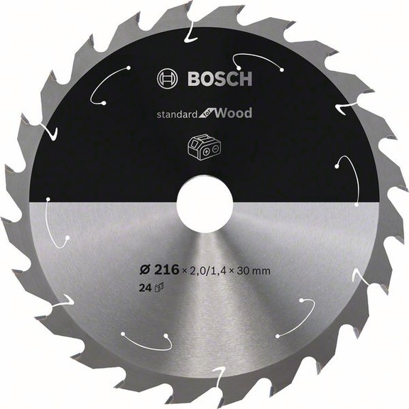 BOSCH Cordless Circular Saw Blade Standard Wood 216 x 1.7/1.2 x 30 24 teeth 2608837724 - Circular saw blade (machines)