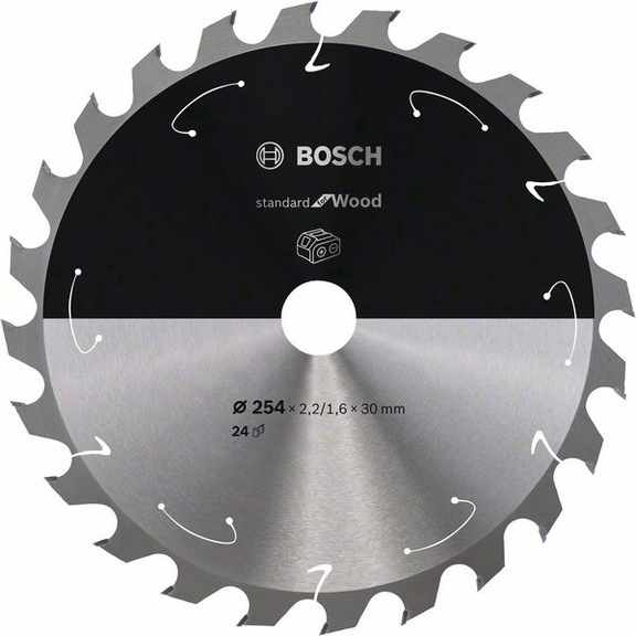 BOSCH Cordless Circular Saw Blade Standard Wood 254 x 2.2/1.6 x 30 24 teeth 2608837733 - Circular saw blade (machines)