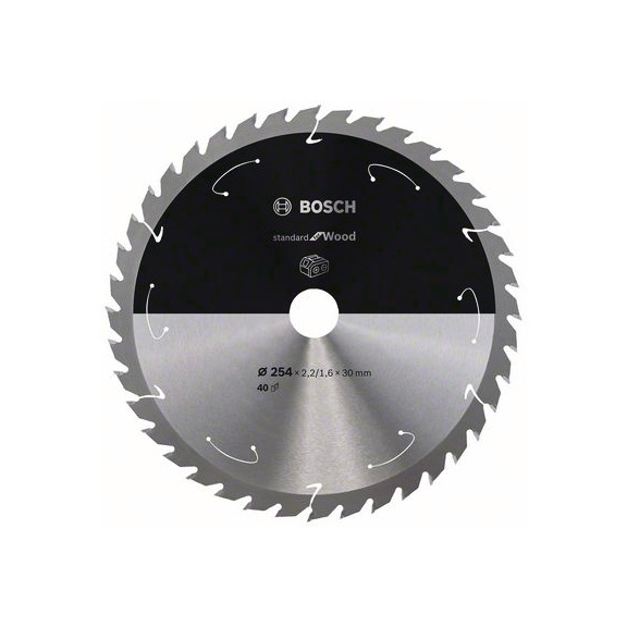 BOSCH Cordless Circular Saw Blade Standard Wood 254 x 2.2/1.6 x 30 40 teeth 2608837734 - Circular saw blade (machines)