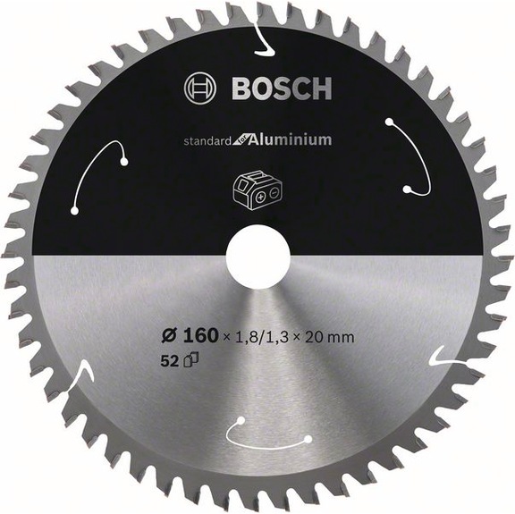 BOSCH Cordless Circular Saw Blade Aluminum 160 x 1.8/1.3 x 20 52 teeth 2608837757 - Circular saw blade (machines)
