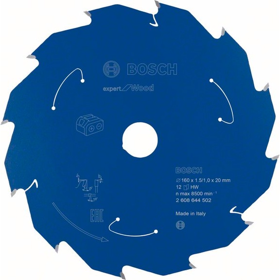 BOSCH Akku-Kreissägeblatt Expert for Wood 160&nbsp;x&nbsp;1,5/1&nbsp;x&nbsp;20 12&nbsp;Zähne 2608644502 - Kreissägeblatt (-Maschinen)