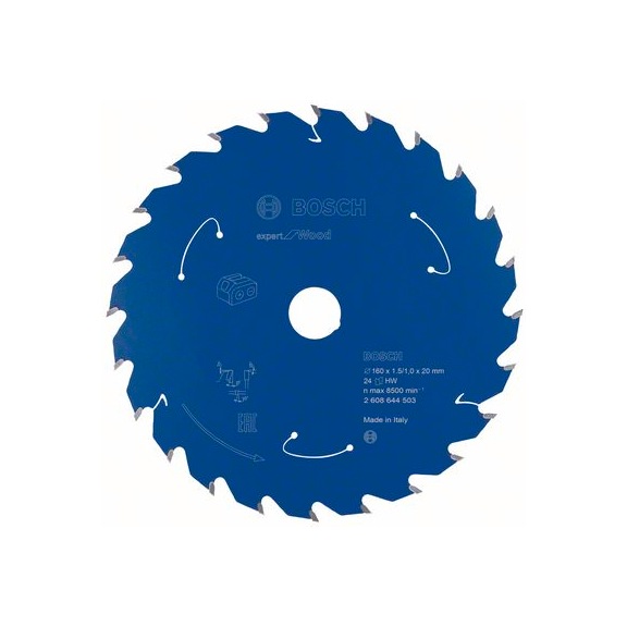 BOSCH Cordless circular saw blade Expert for Wood 160 x 1.5/1 x 20 24 teeth 2608644503 - Circular saw blade (machines)