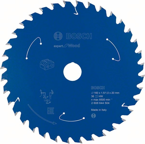 BOSCH Cordless circular saw blade Expert for Wood 160 x 1.5/1 x 20 36 teeth 2608644504 - Circular saw blade (machines)