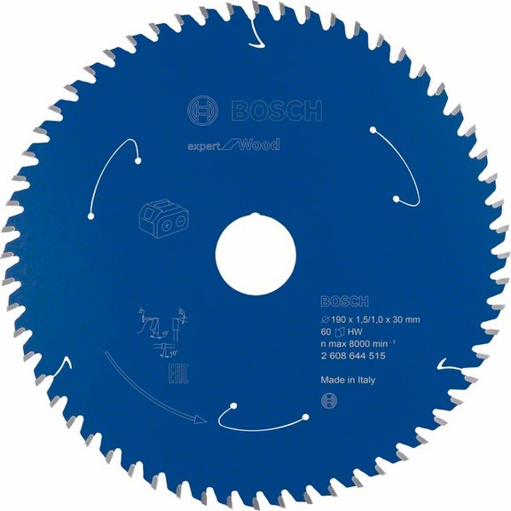 BOSCH Akku-Kreissägeblatt Expert for Wood 190&nbsp;x&nbsp;1,5/1&nbsp;x&nbsp;30 60&nbsp;Zähne 2608644515 - Kreissägeblatt (-Maschinen)