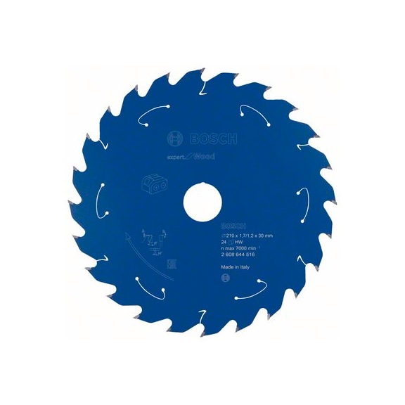 BOSCH Cordless circular saw blade Expert for Wood 210 x 1.7/1.2 x 30 24 teeth 2608644516 - Circular saw blade (machines)