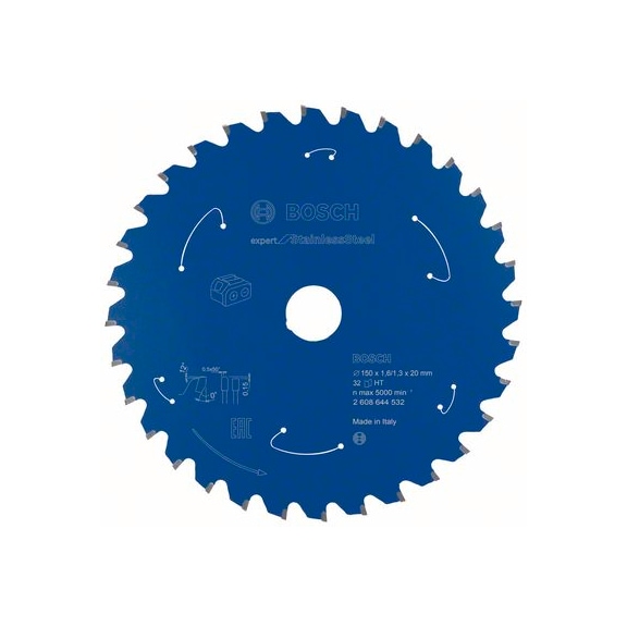 BOSCH Cordless Circular Saw Blade Stainless Steel 150 x 1.6/1.3 x 20 32 teeth 2608644532 - Circular saw blade (machines)