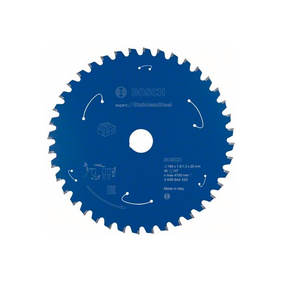 BOSCH Cordless Circular Saw Blade Stainless Steel 160 x 1.6/1.3 x 20 40 teeth 2608644533 - Circular saw blade (machines)