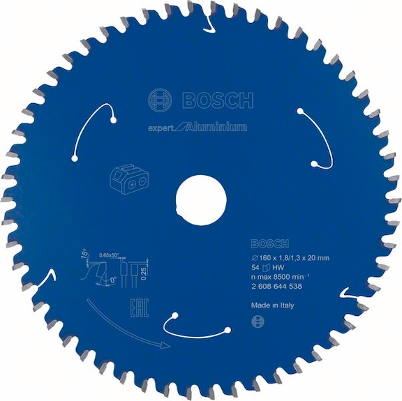 BOSCH Cordless Circular Saw Blade Aluminum 160 x 1.8/1.3 x 20 54 teeth 2608644538 - Circular saw blade (machines)