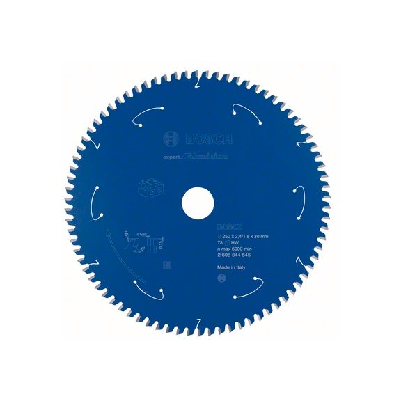BOSCH Cordless Circular Saw Blade Aluminum 250 x 2.4/1.8 x 30 78 teeth 2608644545 - Circular saw blade (machines)