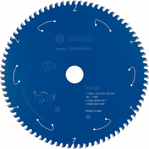 BOSCH Cordless Circular Saw Blade Aluminum 254 x 2.4/1.8 x 30 78 teeth 2608644546 - Circular saw blade (machines)
