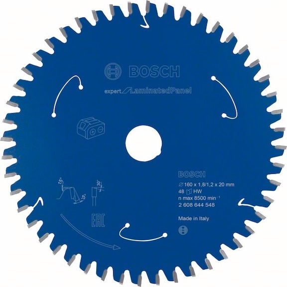 BOSCH Cordless Circular Saw Blade Laminated Panel 160 x 1.8/1.2 x 20 48 teeth 2608644548 - Circular saw blade (machines)