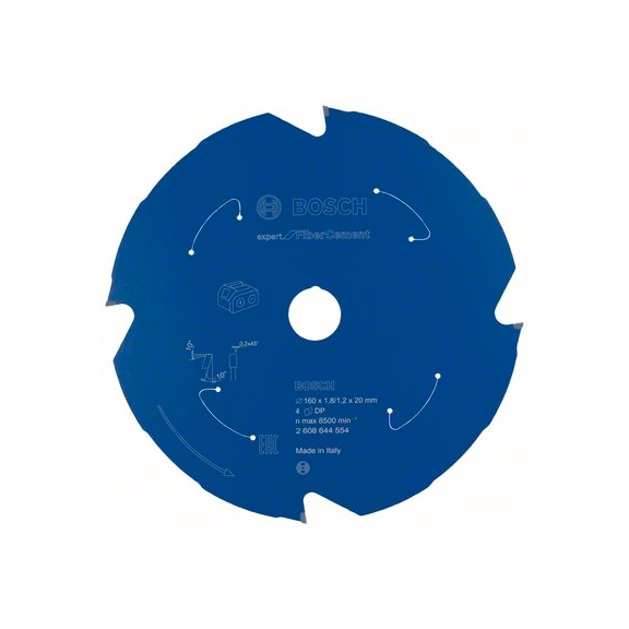 BOSCH Cordless Circular Saw Blade Fibre Cement 160 x 1.8/1.2 x 20 4 teeth 2608644554 - Circular saw blade (machines)