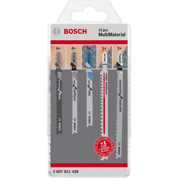 BOSCH 15-piece jigsaw blade set for multi-material T-shank 2607011438 - Saw blade (parts)