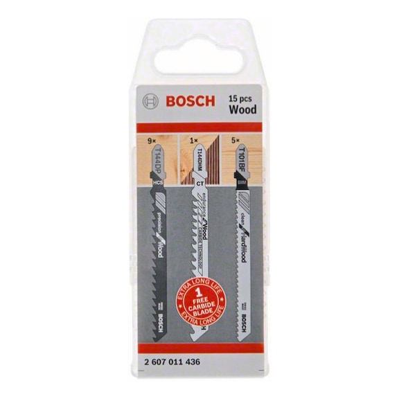 BOSCH 15-piece jigsaw blade set for wood T-shank 2607011436 - Saw blade (parts)