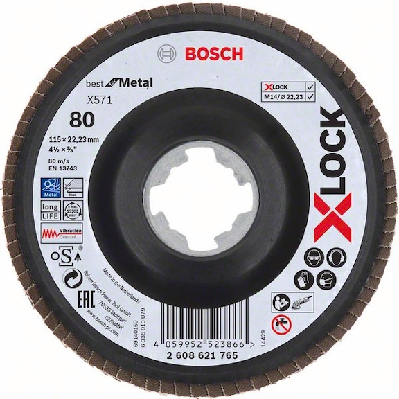 BOSCH Flap disc X571 angled 115 mm K 80 1pc 2608621765 - Abrasive tool made of abrasive on backing