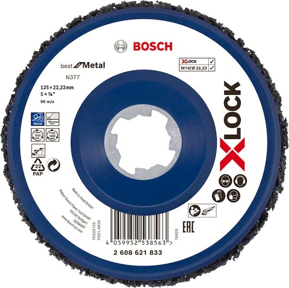 BOSCH Cleaning disk X-LOCK N377 metal 125 mm 22.23 mm 2608621833 - Abrasive tool made of abrasive on backing