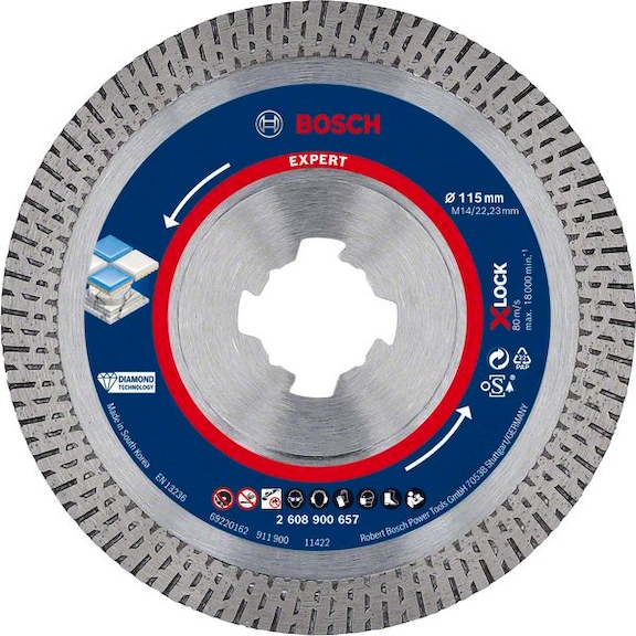 BOSCH HardCeramic X-LOCK diamond cutting blades 115x22.23x1.4x10 mm 2608900657 - Diamond cutting disk