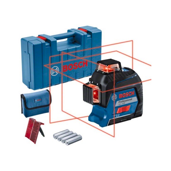BOSCH line laser GLL 3-80 with 4 x 1.5 V LR6 battery 0601063S00 - Point and line laser