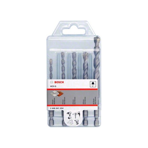 BOSCH HEX-5 concrete drill bit set 5-piece 4/5/6/8/1 2608841654 - Power tool (other)