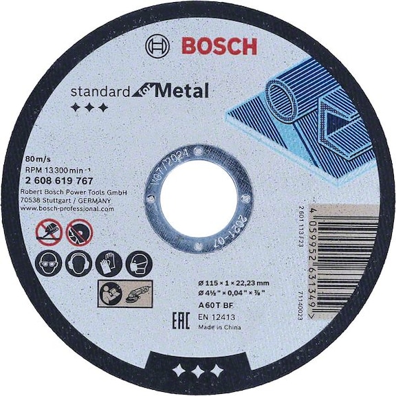 BOSCH Standard for Metal cutting-off wheel straight 115 mm 22.23 mm 2608619767 - Abrasive made of bonded abrasive with bore or thread