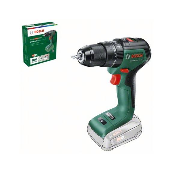 BOSCH Cordless drill driver UniversalImpact 18V-60 without battery pack 06039D7100 - Impact drill (cordless)