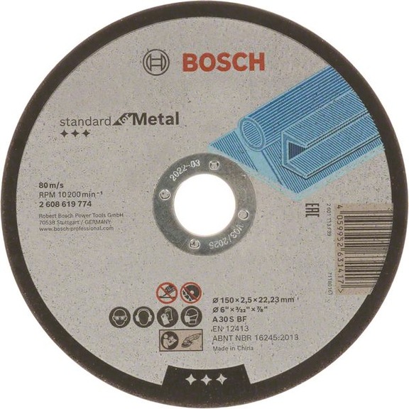 BOSCH Standard for Metal cutting-off wheel straight 150 mm 2608619774 - Abrasive tool made of abrasive on backing