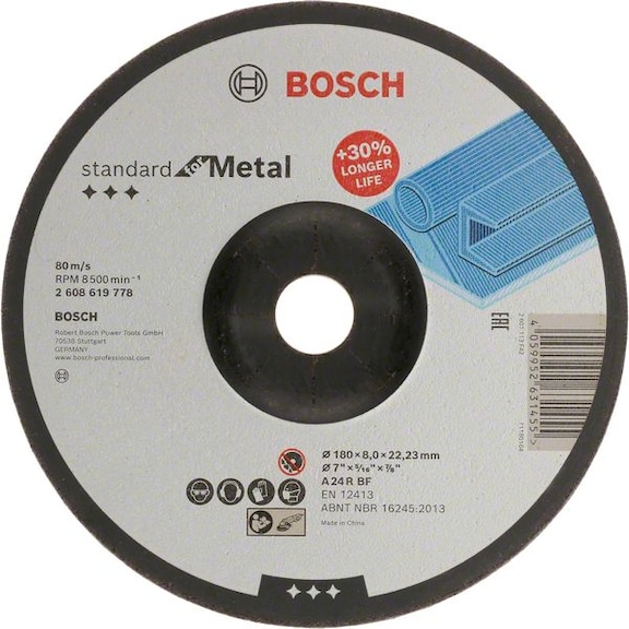 BOSCH Standard for Metal Schleifscheibe gekröpft 180 mm 2608619778 - Schleifwerkzeug aus Schleifmittel auf Unterlage