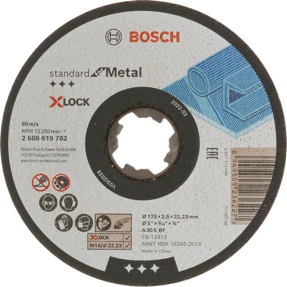 BOSCH Cut-off wheel X-LOCK Standard for Metal straight 125 mm 2608619782 - Abrasive tool made of abrasive on backing